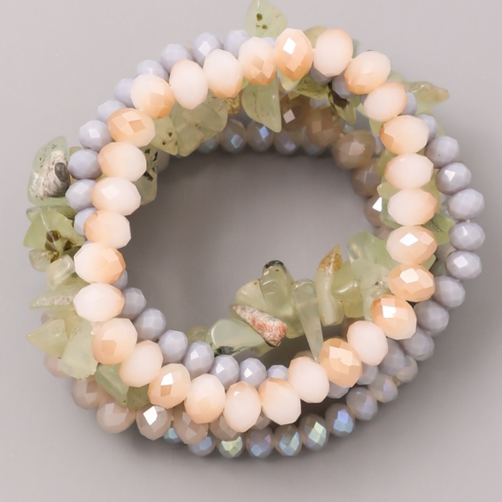 Layered Bead & Stone Bracelet Set